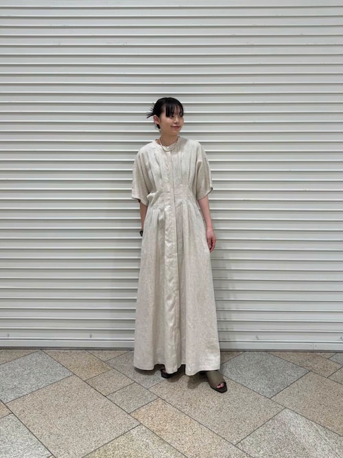 セール】『2サイズ展開』タックデザインリネンワンピース
