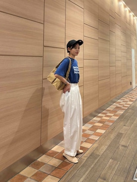 「アイテム（バレエシューズ、ベージュ系）」を使った、りなさん（レディース・156cm）の夏コーディネート