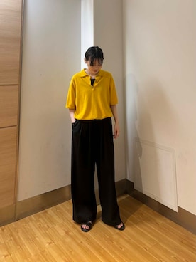 「URBAN RESEARCH（アーバンリサーチ）のシャツカラーハーフスリーブニット（ニット/セーター）」を使った、Rさん（レディース・156cm）の夏コーディネート