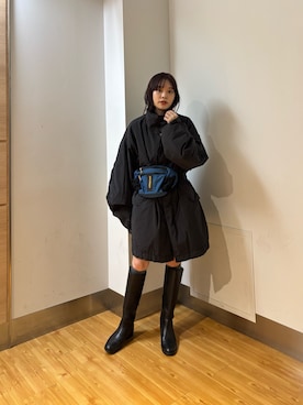 「アイテム（ボディバッグ/ウエストポーチ）」を使った、Rさん（レディース・156cm）の秋コーディネート