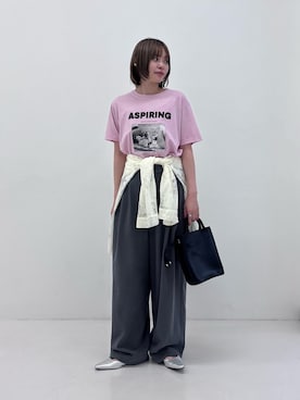 「URBAN RESEARCH（アーバンリサーチ）のオープンカラーレースシャツ（シャツ/ブラウス、ホワイト系）」を使った、Rさん（レディース・156cm）の夏コーディネート
