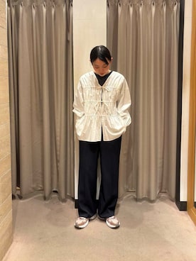 「ブラウスが主役の春コーデ」｜りなさん（レディース・156cm）の春コーディネート