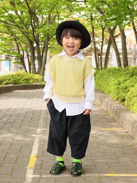 「ZOZOKIDSDAY」｜「アイテム（サンダル）」を使った、Ｒ兄弟さん（キッズ・100cm）の春コーディネート