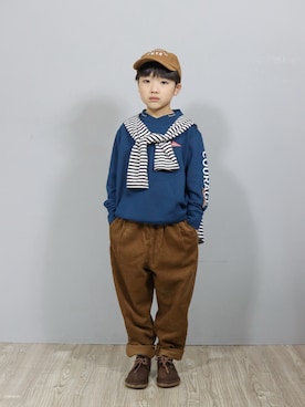 「アイテム（帽子）」を使った、Ｒ兄弟さん（キッズ・124cm）の秋コーディネート