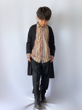「ロングカーディガン」｜Ｒ兄弟さん（キッズ・135cm）の秋コーディネート