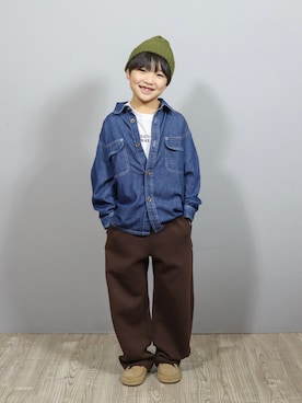 「アイテム（ニットキャップ/ビーニー）」を使った、Ｒ兄弟さん（キッズ・122cm）の秋コーディネート