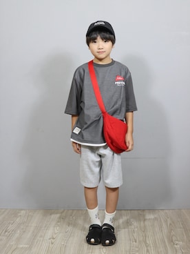 「ikka（イッカ）のアイテム（Tシャツ/カットソー）」を使った、Ｒ兄弟さん（キッズ・127cm）の夏コーディネート