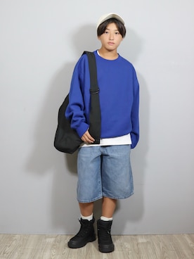 「アイテム（デニムパンツ）」を使った、Ｒ兄弟さん（キッズ・157cm）の秋コーディネート