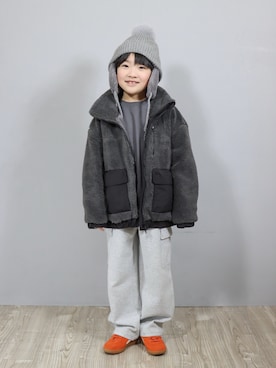 「アイテム（帽子）」を使った、Ｒ兄弟さん（キッズ・124cm）の冬コーディネート