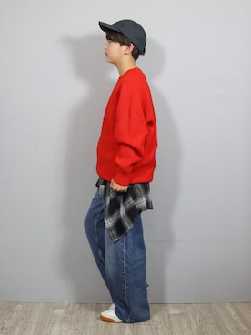 「アイテム（デニムパンツ）」を使った、Ｒ兄弟さん（キッズ・157cm・10代）の秋コーディネート