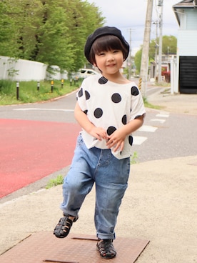 「ZOZOKIDSDAY」｜「アイテム（サンダル）」を使った、Ｒ兄弟さん（キッズ・100cm）の春コーディネート