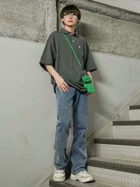 「re_k by JUNRED（レクバイジュンレッド）のアイテム（ショルダーバッグ）」を使った、omatsuさん（メンズ・169cm）の夏コーディネート