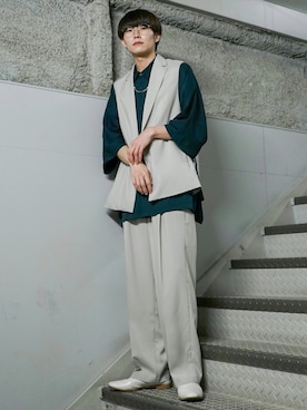 「JUNRED（ジュンレッド）のアイテム（ベスト）」を使った、omatsuさん（メンズ・169cm）の春コーディネート
