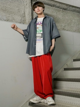 「re_k by JUNRED（レクバイジュンレッド）のアイテム（パンツ）」を使った、omatsuさん（メンズ・169cm）の夏コーディネート