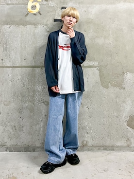 「JUNRED（ジュンレッド）のアイテム（カーディガン/ボレロ）」を使った、omatsuさん（メンズ・169cm）の春コーディネート