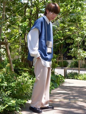 「JUNRED（ジュンレッド）のアイテム（ベスト）」を使った、omatsuさん（メンズ・169cm）の夏コーディネート