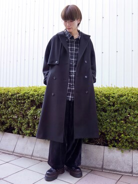 「JUNRED（ジュンレッド）のアイテム（トレンチコート）」を使った、omatsuさん（メンズ・169cm）の秋コーディネート