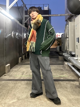 「JUNRED（ジュンレッド）のアイテム（カーゴパンツ）」を使った、omatsuさん（メンズ・169cm）の冬コーディネート