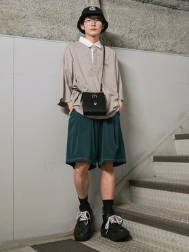 「JUNRED（ジュンレッド）のアイテム（バッグ）」を使った、omatsuさん（メンズ・169cm）の夏コーディネート