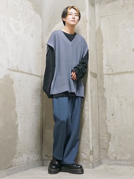 「JUNRED（ジュンレッド）のアイテム（ベスト）」を使った、omatsuさん（メンズ・169cm）の秋コーディネート