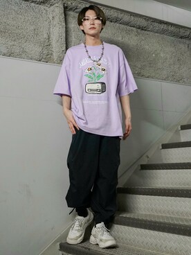 「JUNRED（ジュンレッド）のアイテム（カーゴパンツ）」を使った、omatsuさん（メンズ・169cm）の夏コーディネート