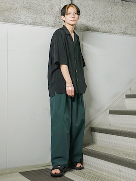 「JUNRED（ジュンレッド）のアイテム（サンダル）」を使った、omatsuさん（メンズ・169cm）の夏コーディネート