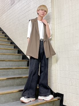「JUNRED（ジュンレッド）のアイテム（ベスト）」を使った、omatsuさん（メンズ・169cm）の春コーディネート