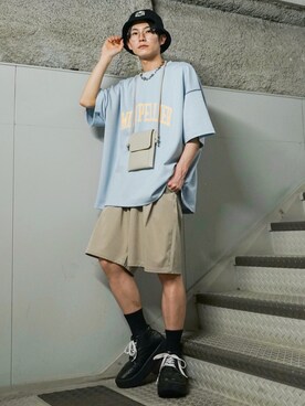 「JUNRED（ジュンレッド）のアイテム（バッグ）」を使った、omatsuさん（メンズ・169cm）の夏コーディネート