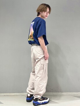 「JUNRED（ジュンレッド）のアイテム（スニーカー）」を使った、omatsuさん（メンズ・169cm）の夏コーディネート