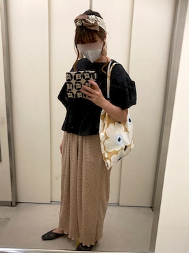 「GU（ジーユー）のアイテム（シューズ、ブラック系）」を使った、sakiさん（レディース・167cm）の夏コーディネート