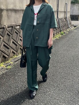 「ママファッション」｜「アイテム（セットアップ）」を使った、kunchan1227さん（レディース・155cm）の春コーディネート