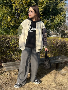 「ママファッション」｜「アイテム（スタジャン）」を使った、kunchan1227さん（レディース・155cm）の春コーディネート
