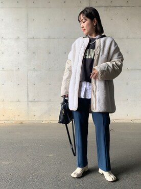 「rectangle（レクタングル）のアイテム（ノーカラージャケット）」を使った、kunchan1227さん（レディース・155cm）の秋コーディネート