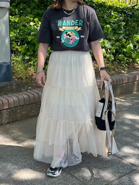 「Anss.me（アンスミー）のアイテム（スカート）」を使った、kunchan1227さん（レディース・155cm）の春コーディネート