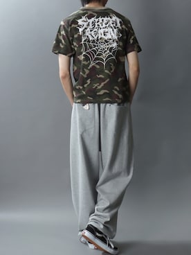 「SITRY（シトリー）のStreet Style T-Shirt/ストリートスタイル ヴィンテージライク ショート丈 バックプリント ワンポイント刺繍 半袖Tシャツ レディース メンズ（Tシャツ/カットソー、その他）」を使った、SITRYさん（メンズ・181cm）の夏コーディネート