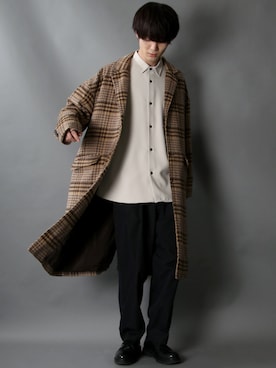 「SITRY（シトリー）のアイテム（チェスターコート）」を使った、Kanoさん（メンズ・178cm）の冬コーディネート