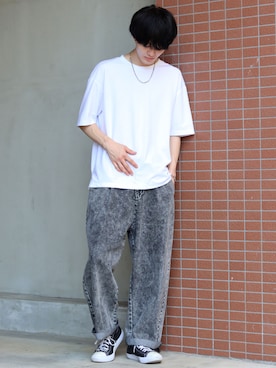 「CONVERSE（コンバース）のCONVERSE コンバース オール スター オックス / ALL STAR OX(BLACK) 32160321（スニーカー）」を使った、Kanoさん（メンズ・178cm・20代）の夏コーディネート