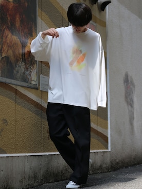 「アートTシャツ」｜Kanoさん（メンズ・178cm）の秋コーディネート