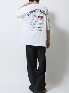 「Mark Gonzales（マーク・ゴンザレス）の2025SS新柄 MARK GONZALES ARTWORK COLLECTION/マークゴンザレス 別注 ワンポイント刺繍 バックプリント オーバーサイズ 半袖Tシャツ レディース メンズ（Tシャツ/カットソー）」を使った、Kanoさん（メンズ・181cm）の夏コーディネート
