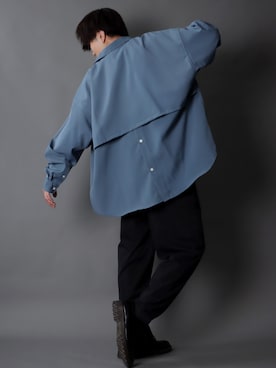 「SITRY（シトリー）のloose tapered tuck wide Pants/ルーズ テーパード タック ワイドパンツ（スラックス）」を使った、SITRYさん（メンズ・178cm）の秋コーディネート