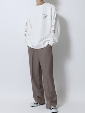 「アイテム（スウェット、ホワイト系）」を使った、Kanoさん（メンズ・178cm）の秋コーディネート