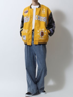 「アイテム（スタジャン）」を使った、SITRYさん（メンズ・181cm）の秋コーディネート