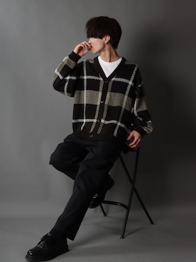 「SITRY（シトリー）のloose tapered tuck wide Pants/ルーズ テーパード タック ワイドパンツ（スラックス）」を使った、SITRYさん（メンズ・178cm）の秋コーディネート