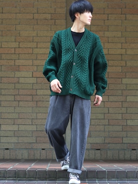 「CONVERSE（コンバース）のCONVERSE コンバース オール スター オックス / ALL STAR OX(BLACK) 32160321（スニーカー）」を使った、Kanoさん（メンズ・178cm・20代）の秋コーディネート