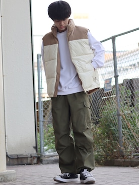 「アイテム（スウェット、ホワイト系）」を使った、Kanoさん（メンズ・178cm）の秋コーディネート