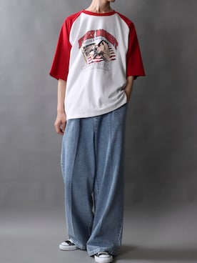「ラグランTシャツ」｜Kanoさん（メンズ・178cm・20代）の夏コーディネート