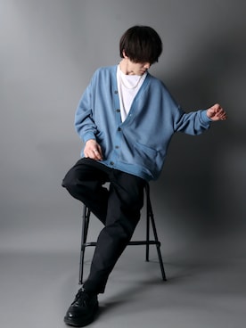 「SITRY（シトリー）のloose tapered tuck wide Pants/ルーズ テーパード タック ワイドパンツ（スラックス）」を使った、SITRYさん（メンズ・178cm）の春コーディネート