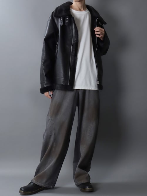 セール】Synthetic Leather B-3 Jacket/フェイクレザー オーバーサイズ