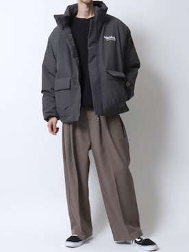 「アイテム（ダウンジャケット/コート）」を使った、SITRYさん（メンズ・181cm）の冬コーディネート