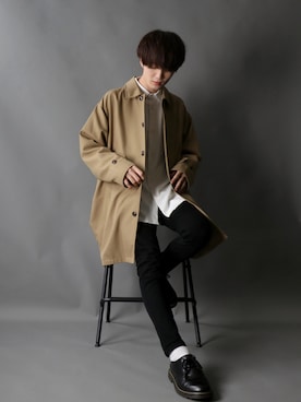 「SITRY（シトリー）のアイテム（チェスターコート）」を使った、Kanoさん（メンズ・178cm）の秋コーディネート